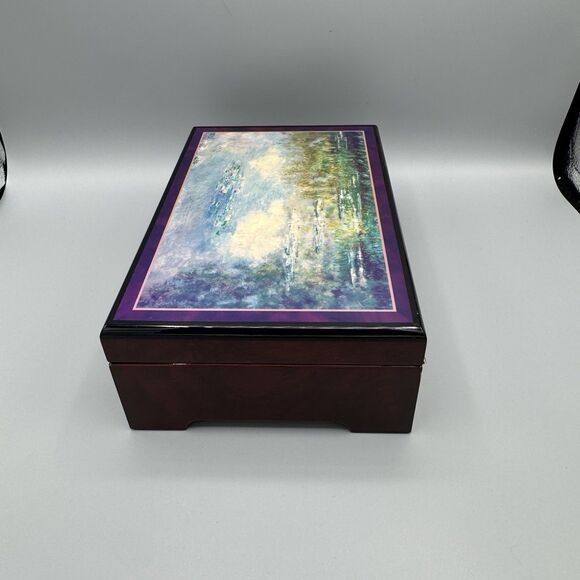 Vtg Monet Water Lilies Musical Jewelry Box Waltz of the Flowers by Tchaikovsky - Picture 9 of 12